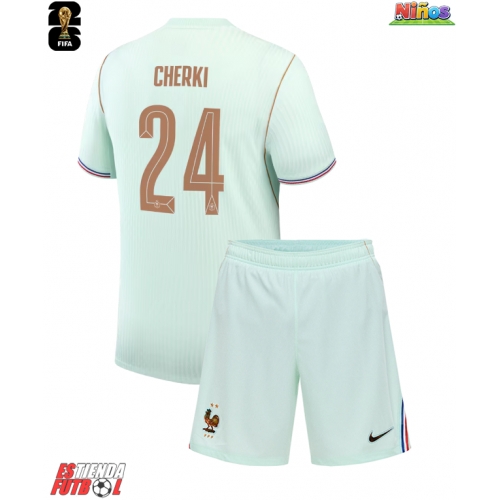 Francia Rayan Cherki #24 Segunda Equipación Niños Mundial 2026 Manga Corta (+ Pantalones cortos)